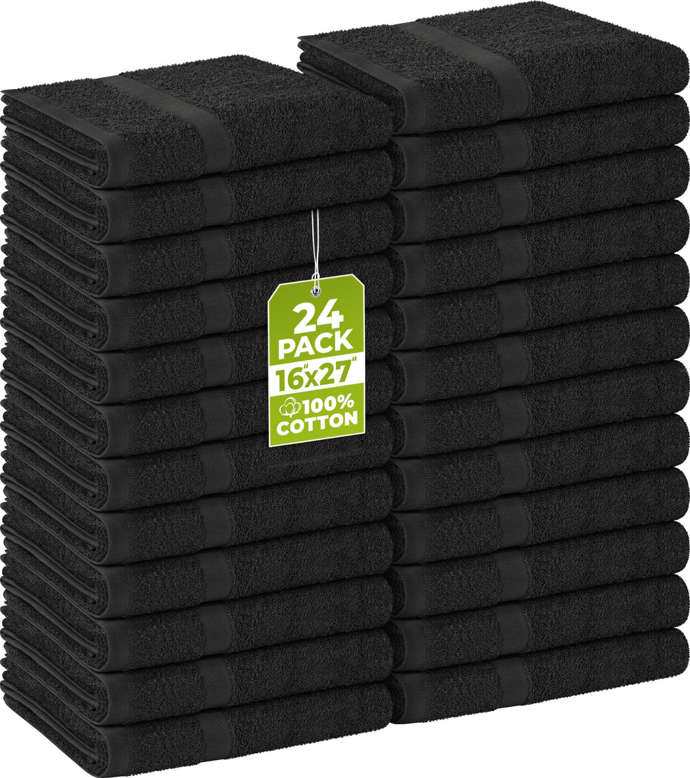 Utopia Towels folded stack front view showing neat storage and professional look