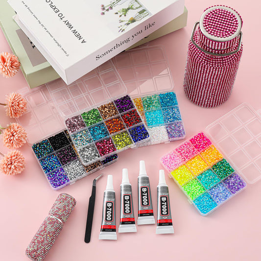 UWETIME organized 48-compartment box keeping 32000 rhinestones neat and accessible