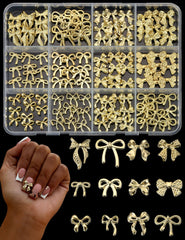UWETIME boxed gold bows front view showing organized compartments and benefit of quick access