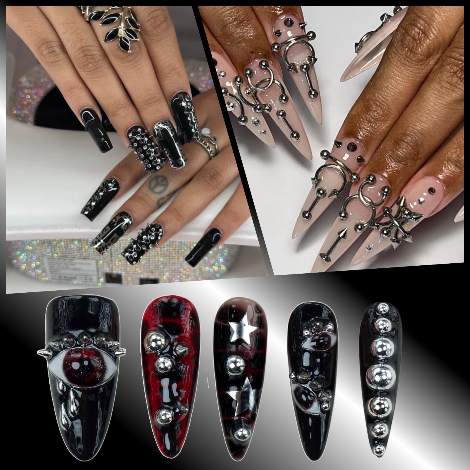 UWETIME finished punk manicure at a festival, showcases bold alternative style