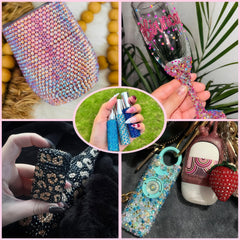 UWETIME rhinestones applied on nails with tools, demonstrating precise, long-lasting detail