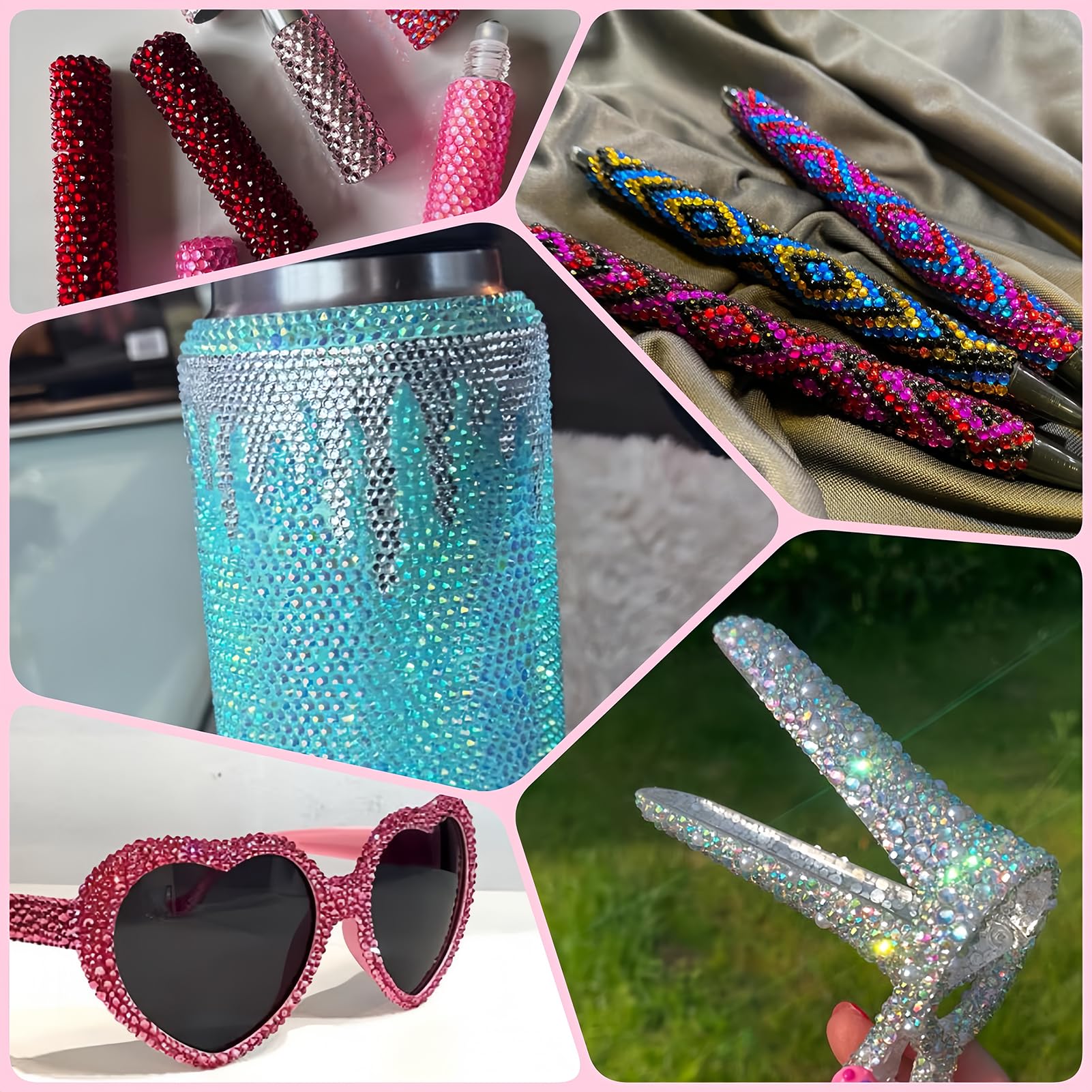 UWETIME phone case before and after bedazzling showing dramatic decorative upgrade