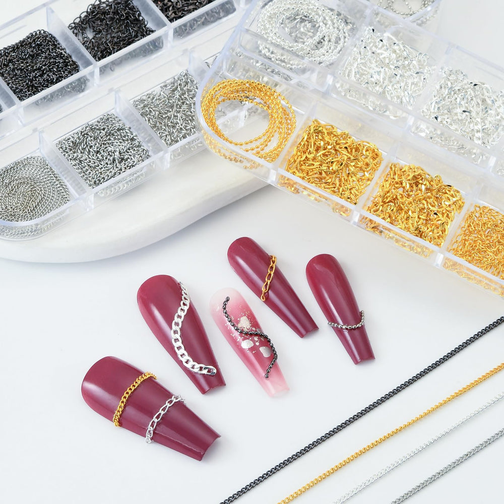 UWETIME tweezers placing chain on nail, precise application for clean results