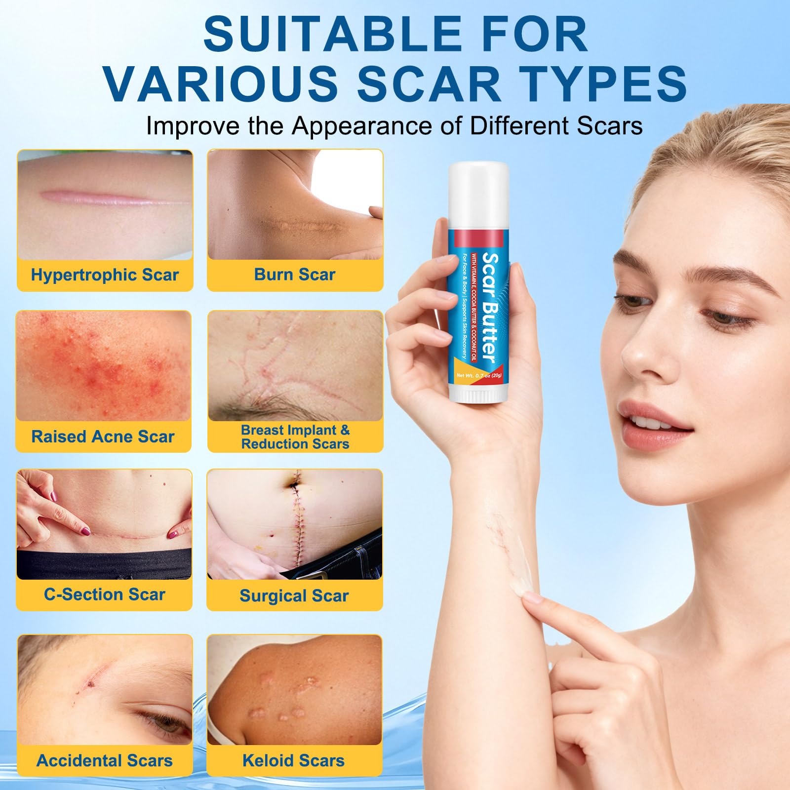 UXENPHXF applying stick to back of hand showing targeted moisturization benefit