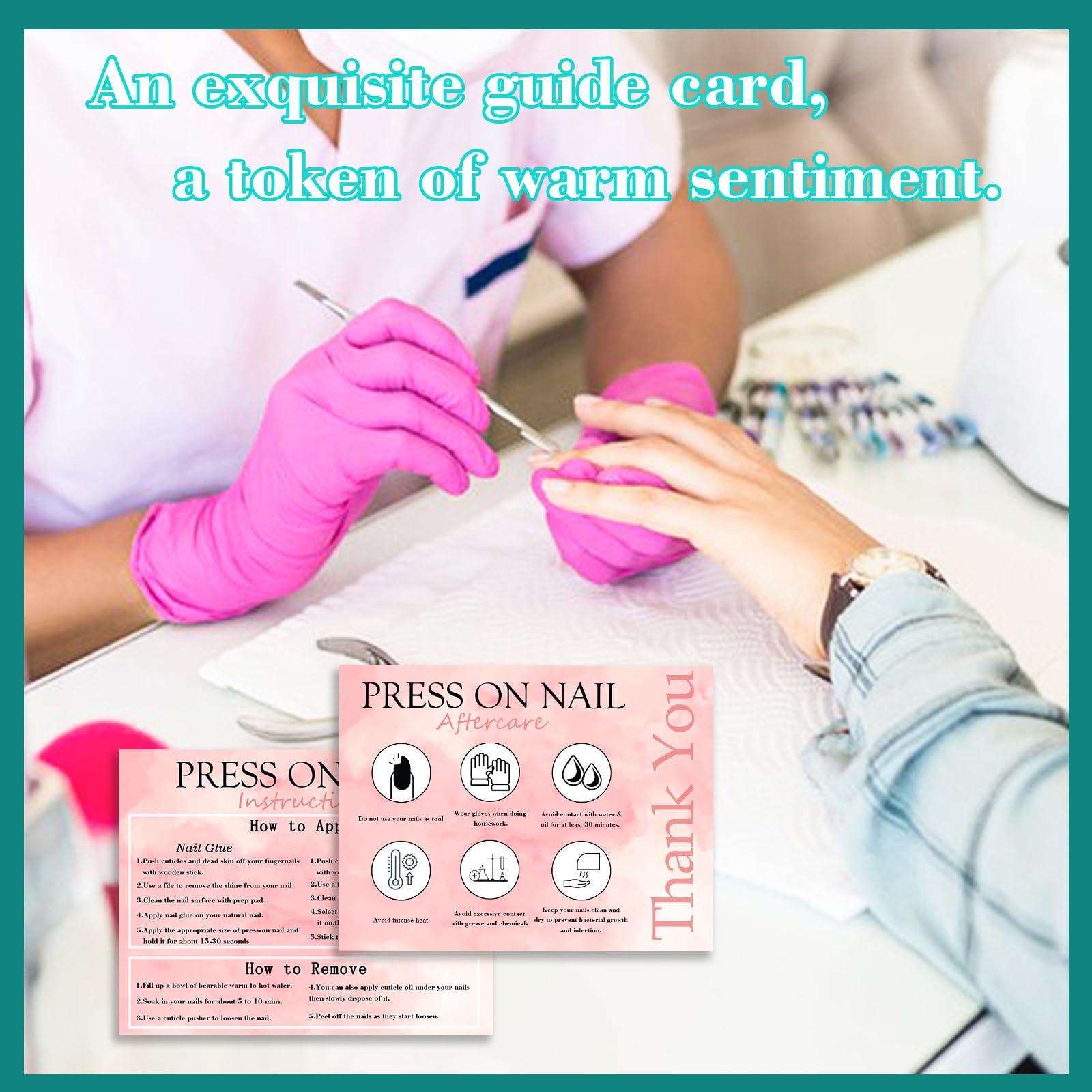 Uyolaxed in-use shot with press-on nails being applied for guidance