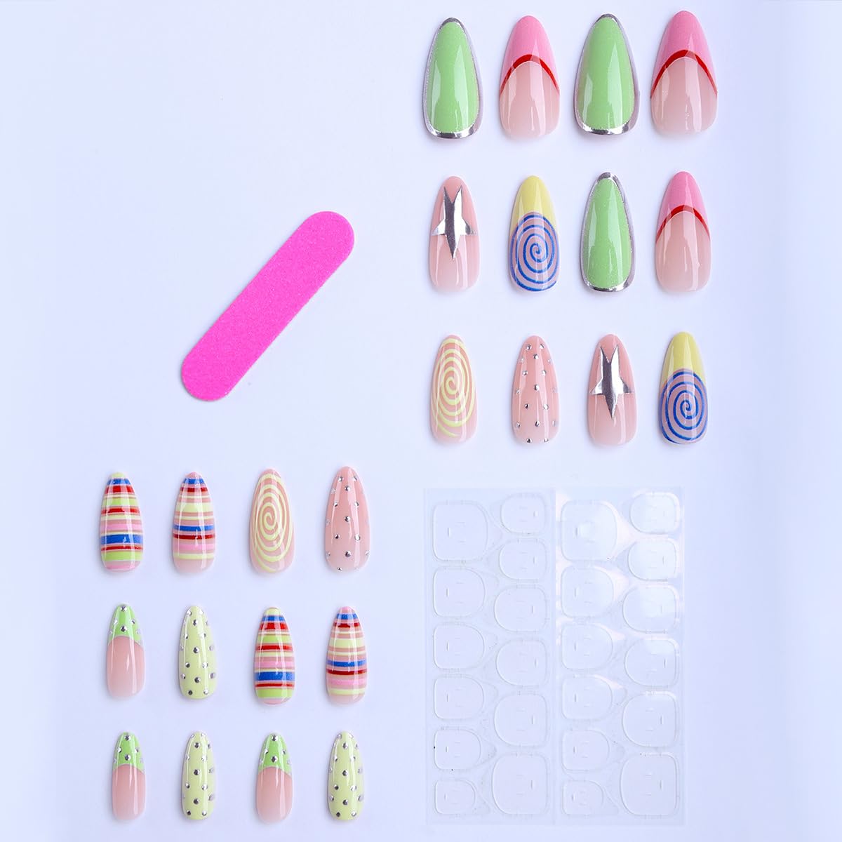 UZJXQ nail file and jelly adhesive tabs included for easy application