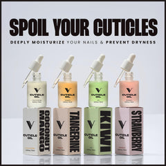 V Beauty Pure dropper applying oil to cuticle, demonstrates quick, precise application benefit