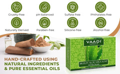Vaadi Herbals lather in hand demonstrating gentle foam and cleansing benefit
