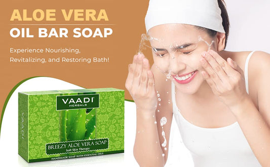Vaadi Herbals close-up of dual soap layers highlighting texture and extracts