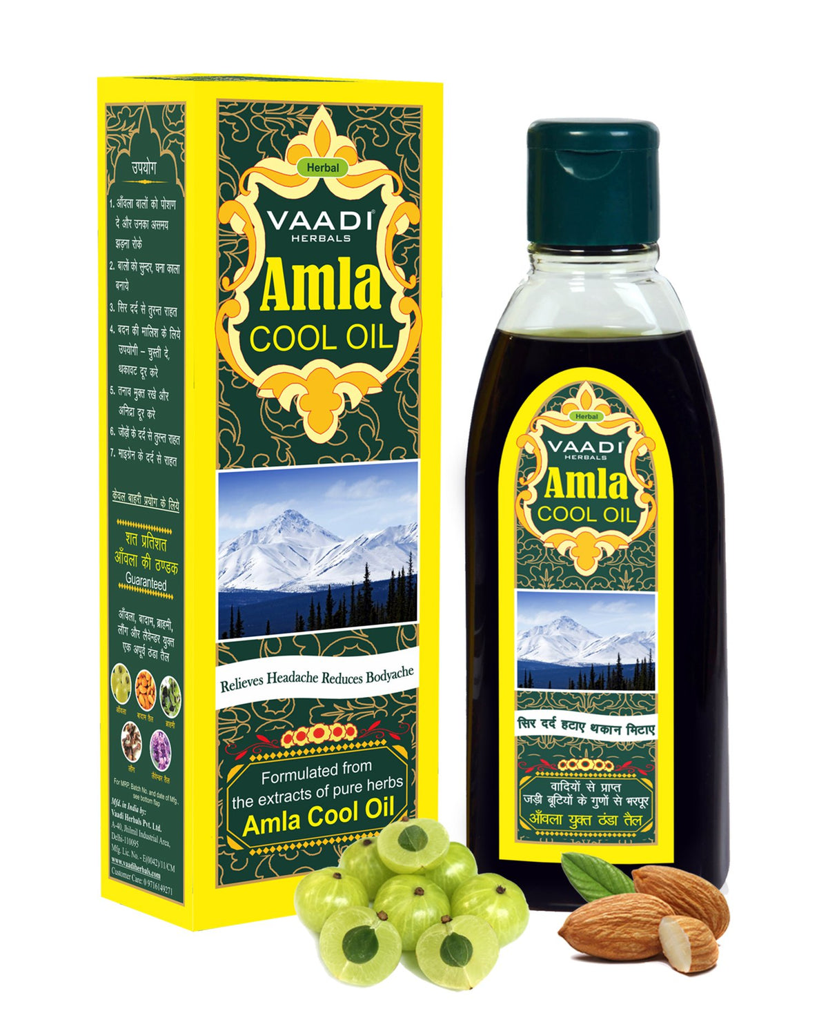Vaadi Herbals front bottle view showing label and benefits for hair nourishment