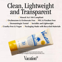 VACATION applying sunscreen on arm showing invisible, non-greasy finish
