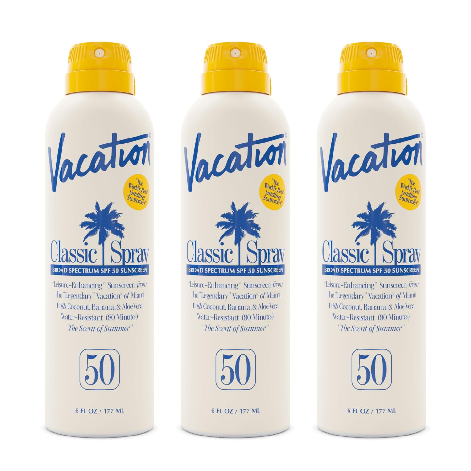 VACATION front packaging showing SPF 50 and benefits