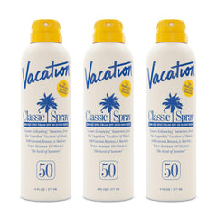 VACATION front packaging showing SPF 50 and benefits