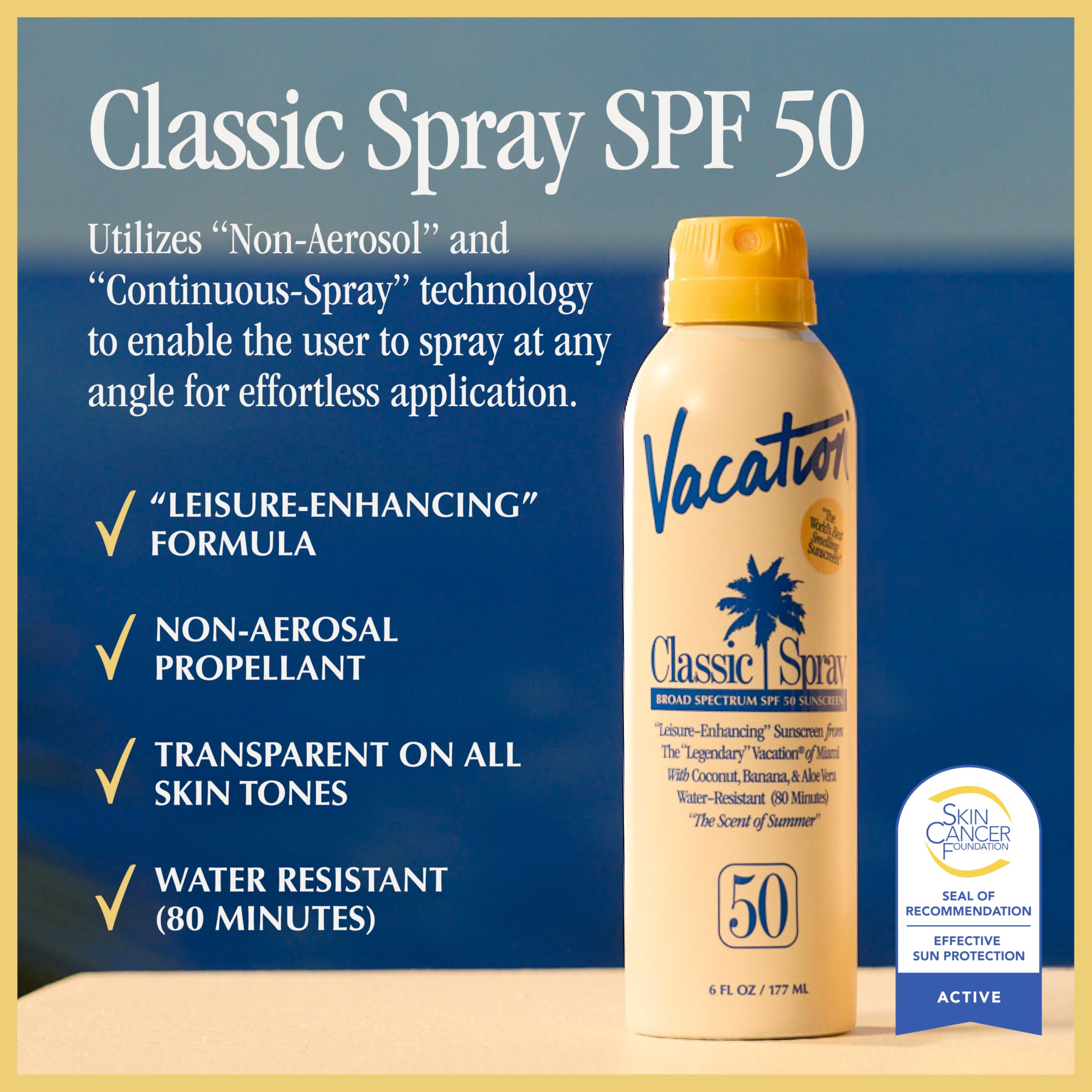 VACATION spray nozzle close-up for even continuous application