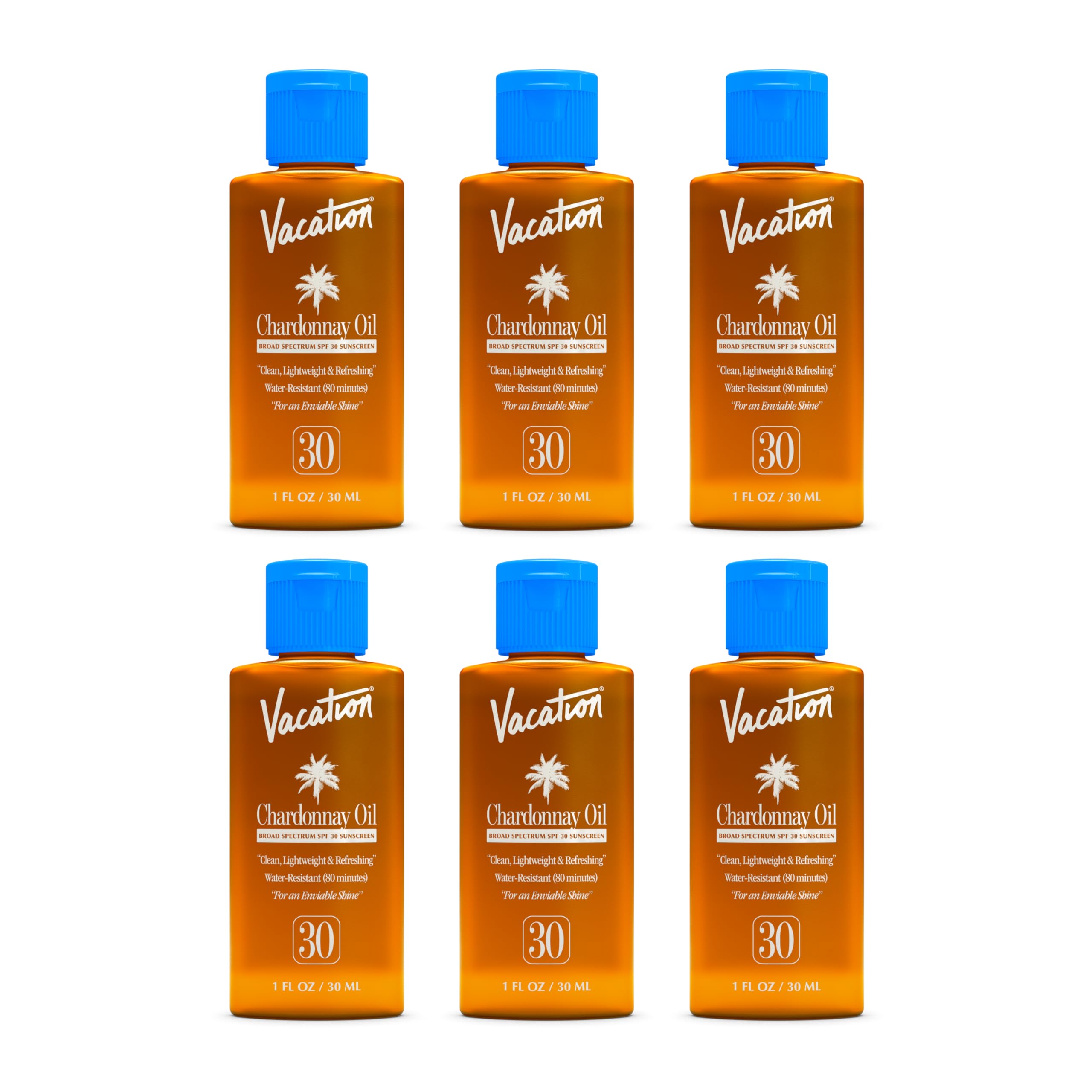 VACATION front packaging showing six mini bottles and travel convenience