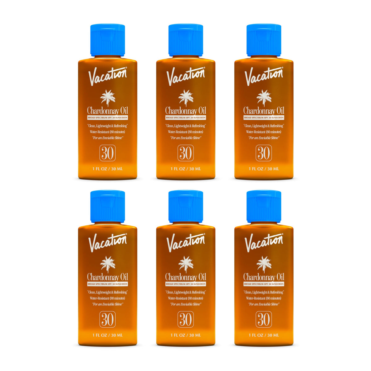 VACATION front packaging showing six mini bottles and travel convenience