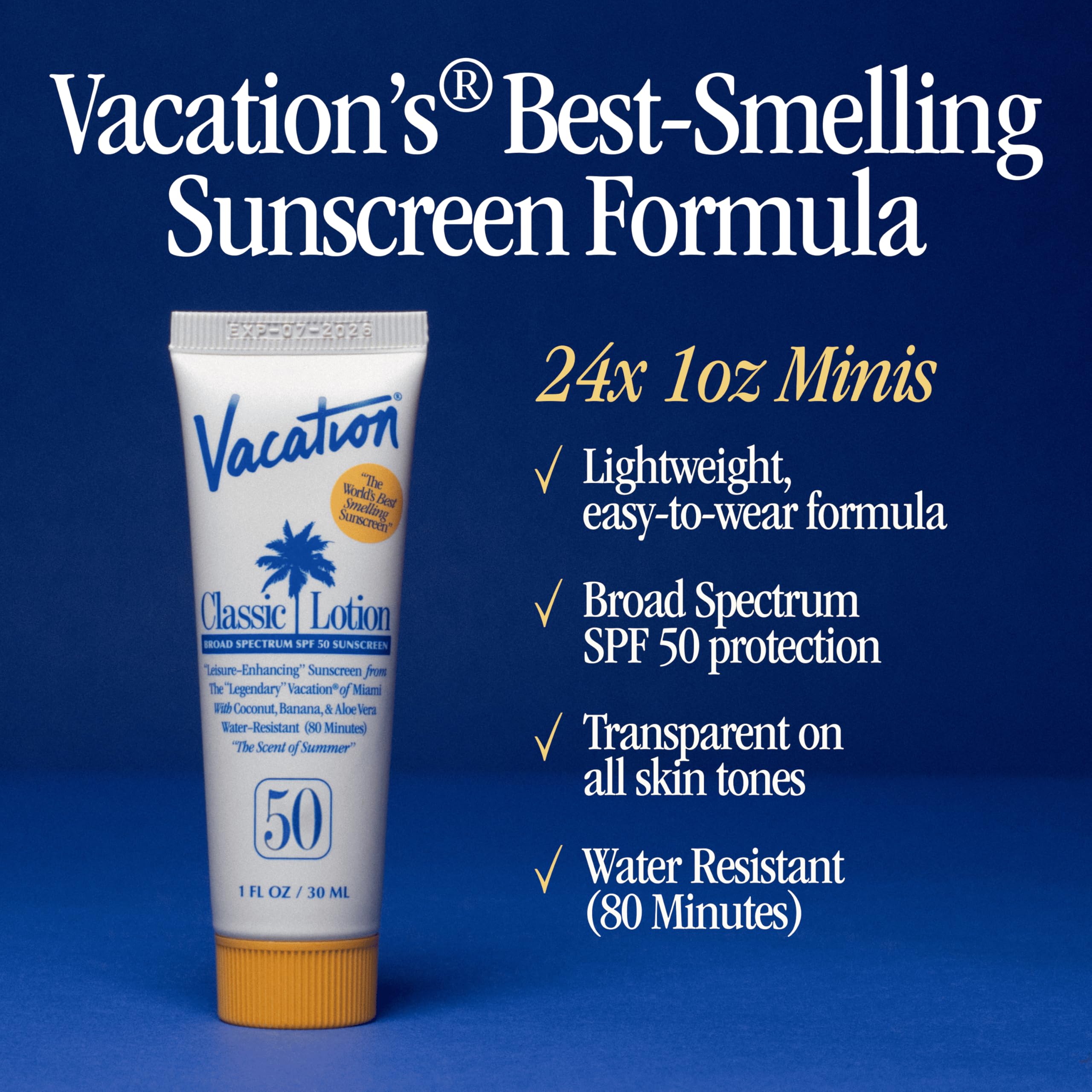 VACATION applying sunscreen on forearm demonstrating invisible, even coverage