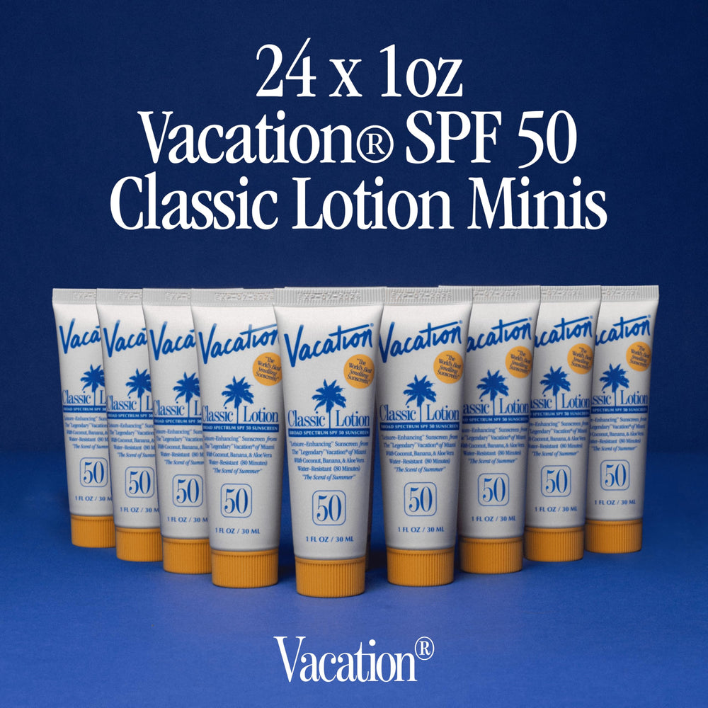 VACATION close-up of lotion texture highlighting quick-absorbing finish