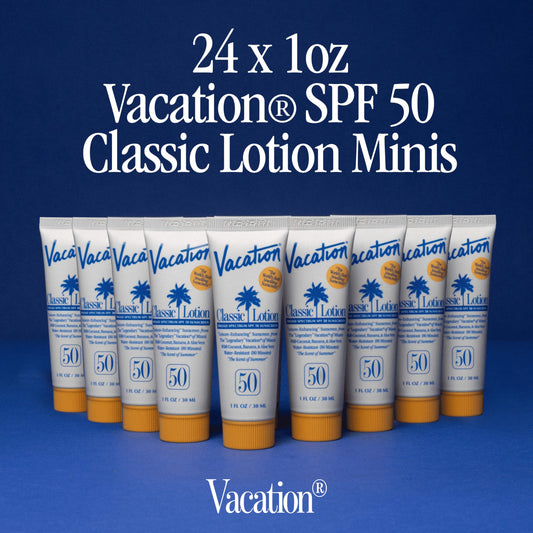 VACATION close-up of lotion texture highlighting quick-absorbing finish