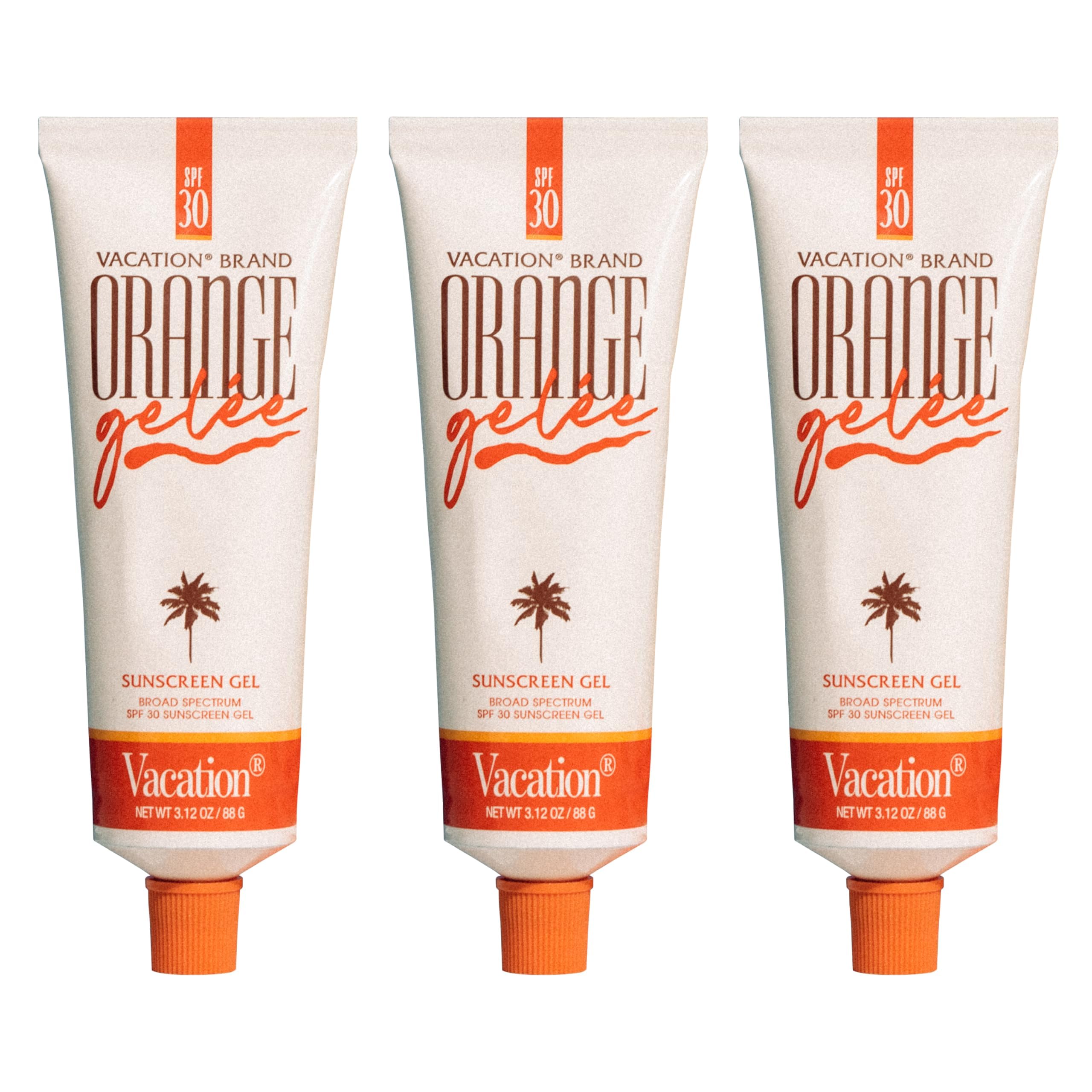 VACATION front packaging showing three tubes and tube key, ready to travel