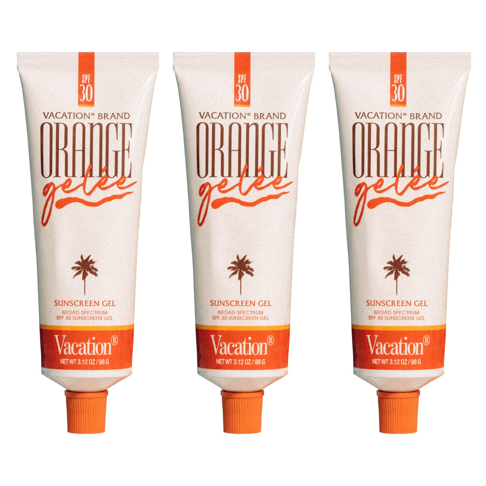 VACATION front packaging showing three tubes and tube key, ready to travel