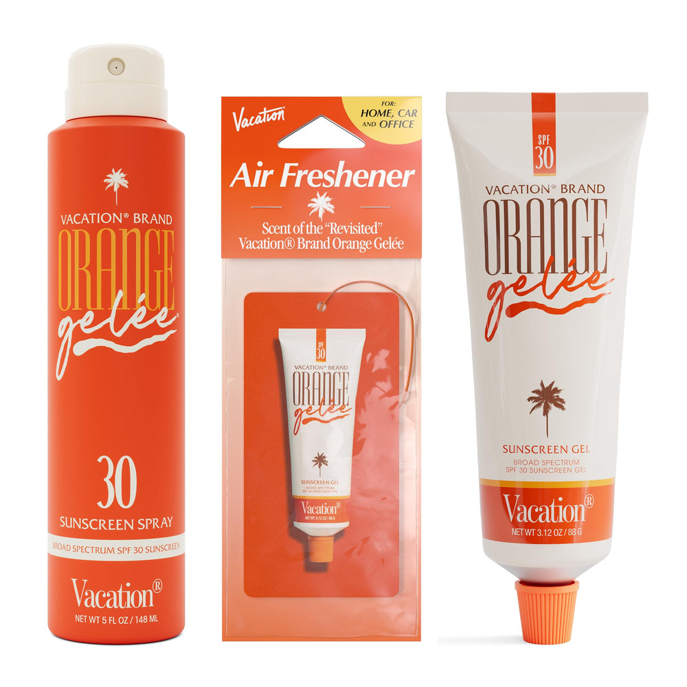 VACATION front packaging showing the Orange Gelée bundle and value