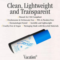 VACATION spray in hand showing quick application and portable benefit