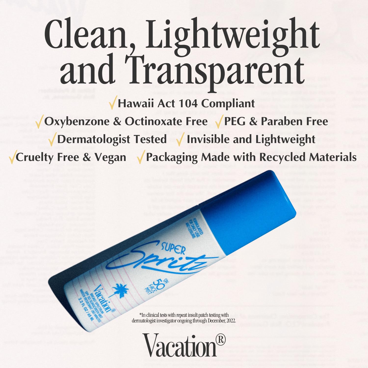 VACATION Super Spritz held in hand for size and portability benefit