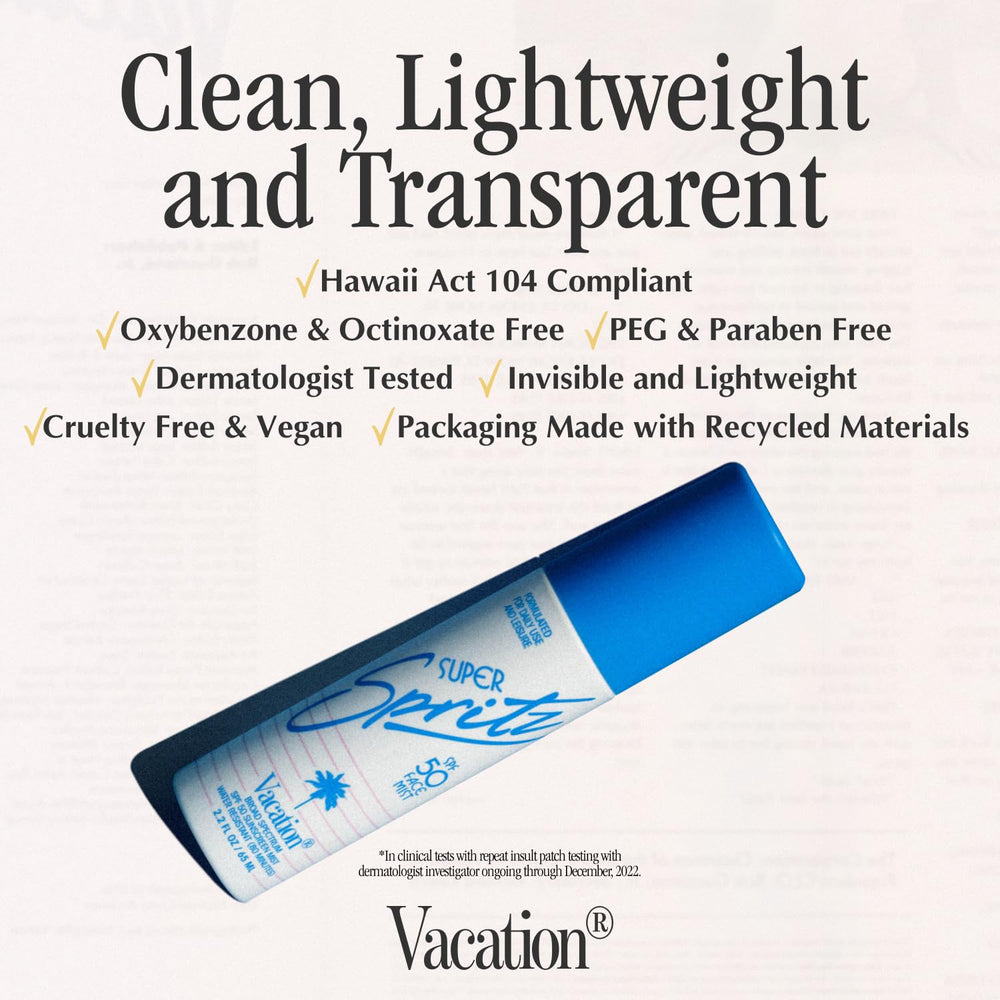 VACATION Super Spritz held in hand for size and portability benefit