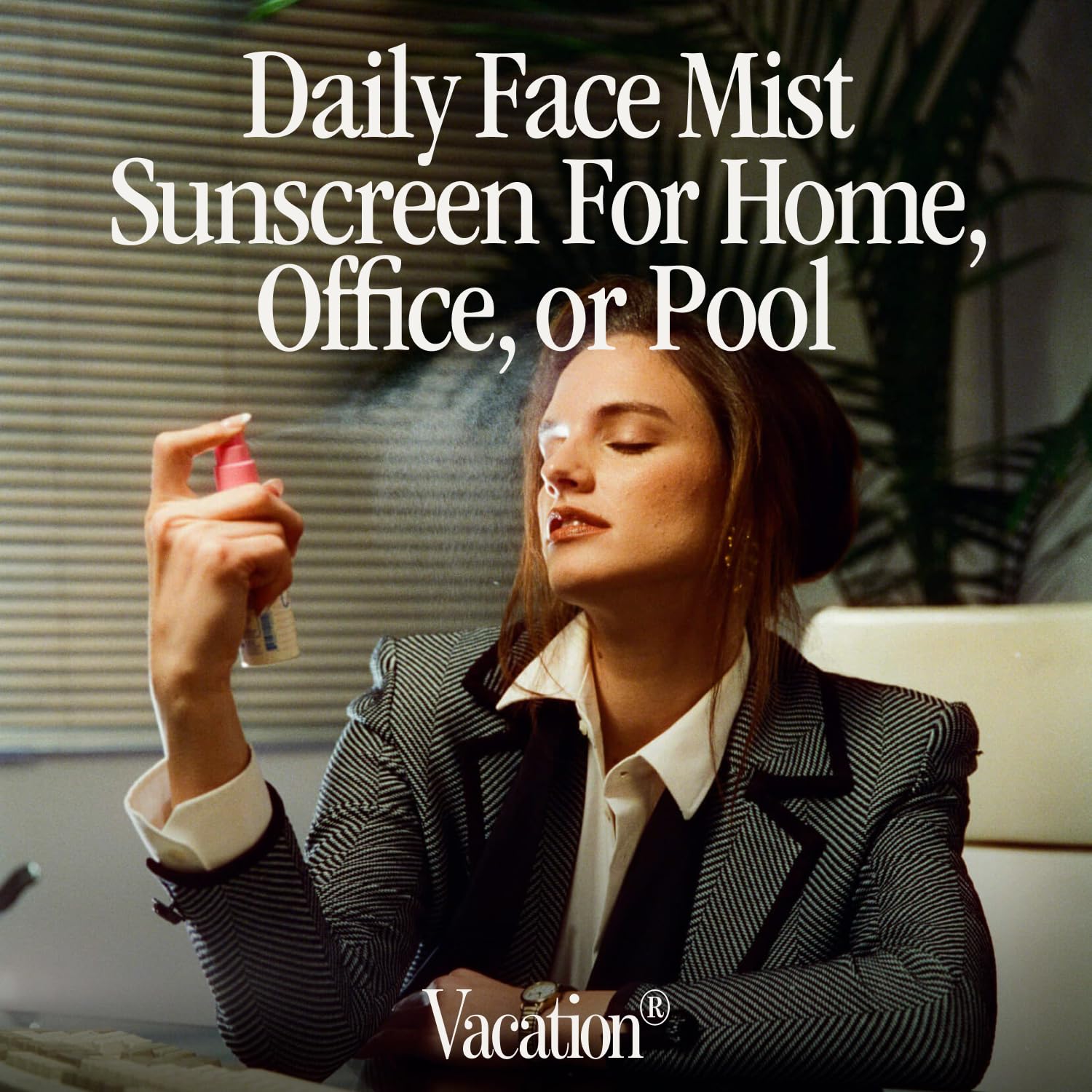 VACATION Super Spritz formula on skin texture detail providing lightweight hydration