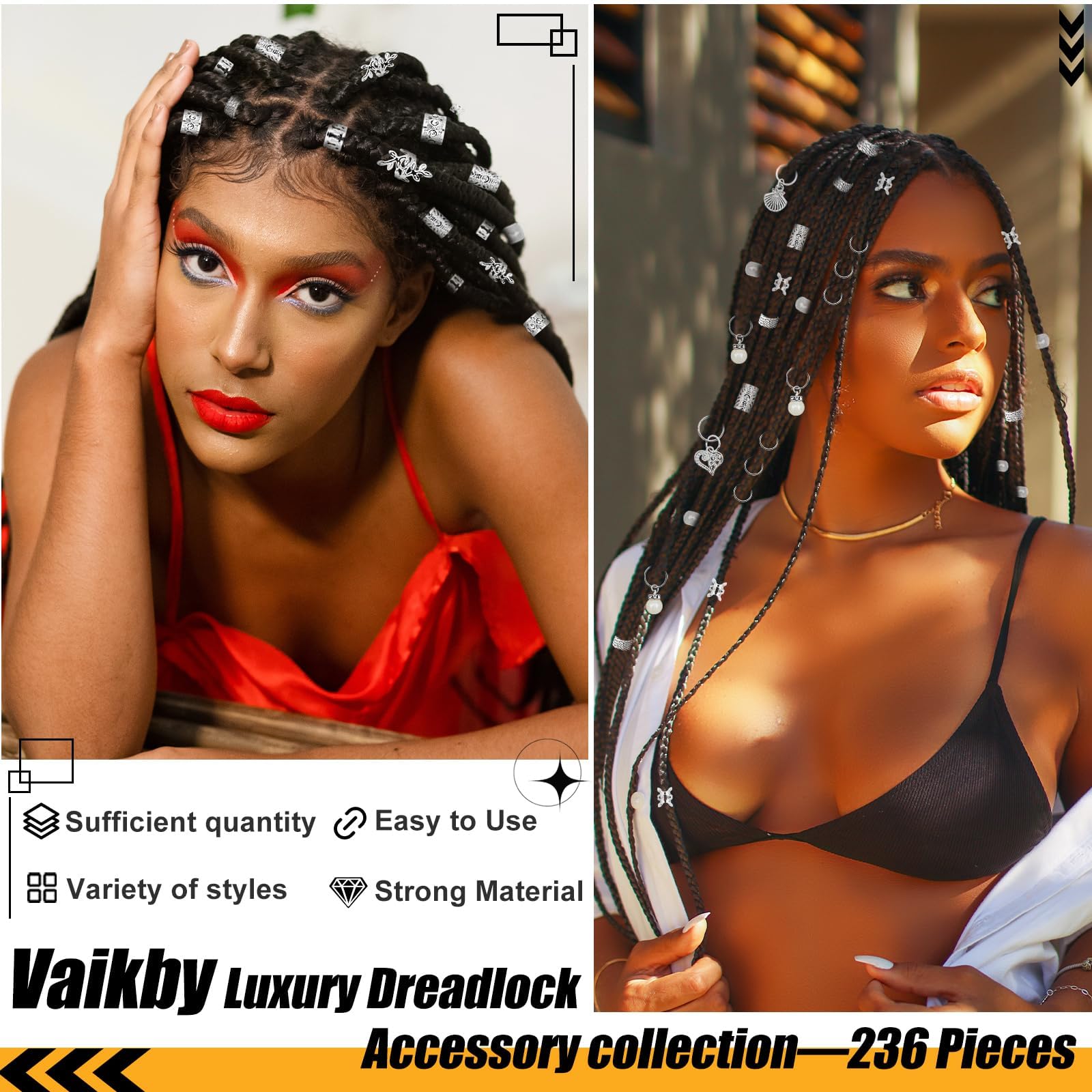 Vaikby close-up of braid rings highlighting secure grip and versatile sizing benefit