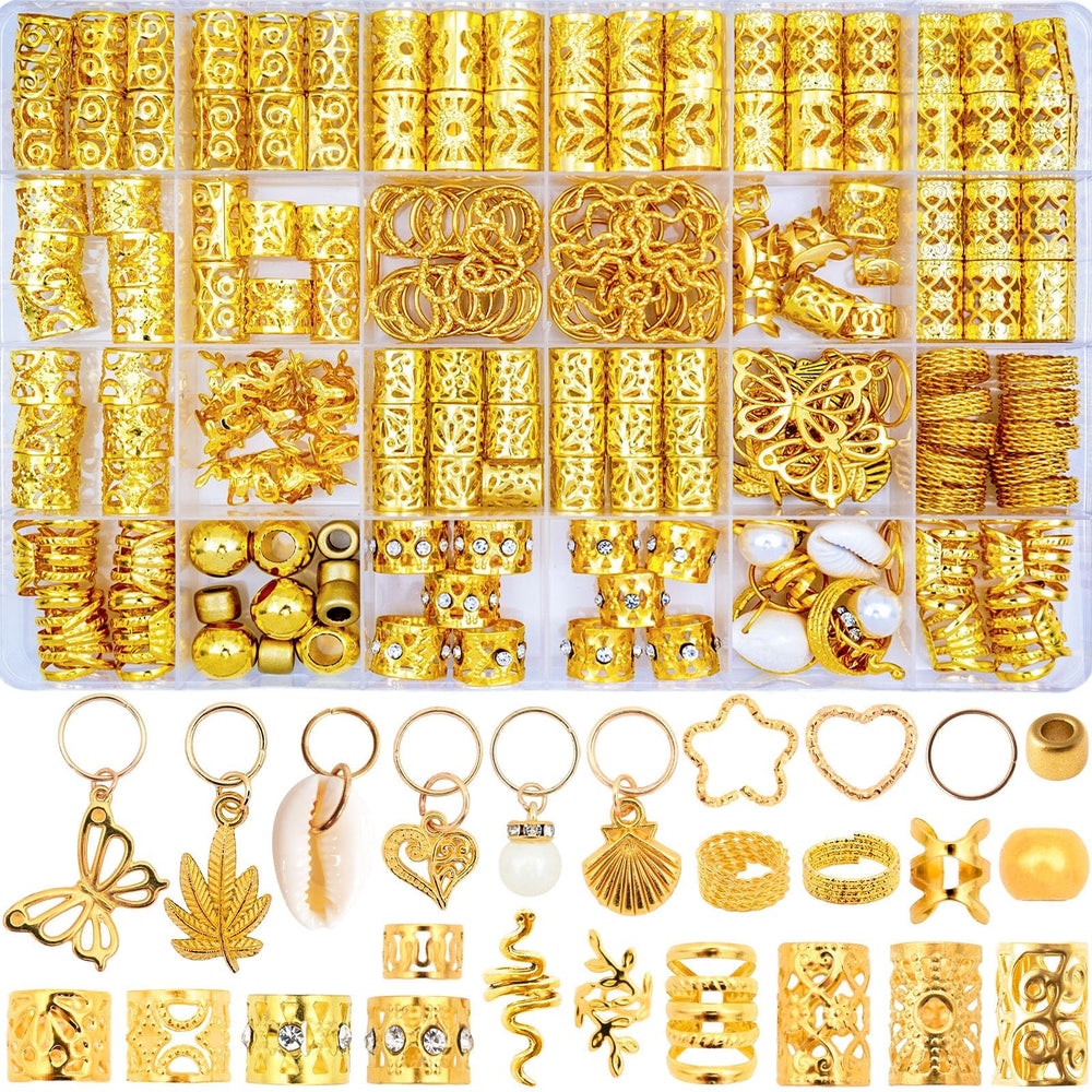 Vaikby front packaging showing full 236-piece gold hair set benefit: organized variety