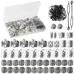 Vaikby front packaging showing full 81-piece Viking hair beads set and benefits