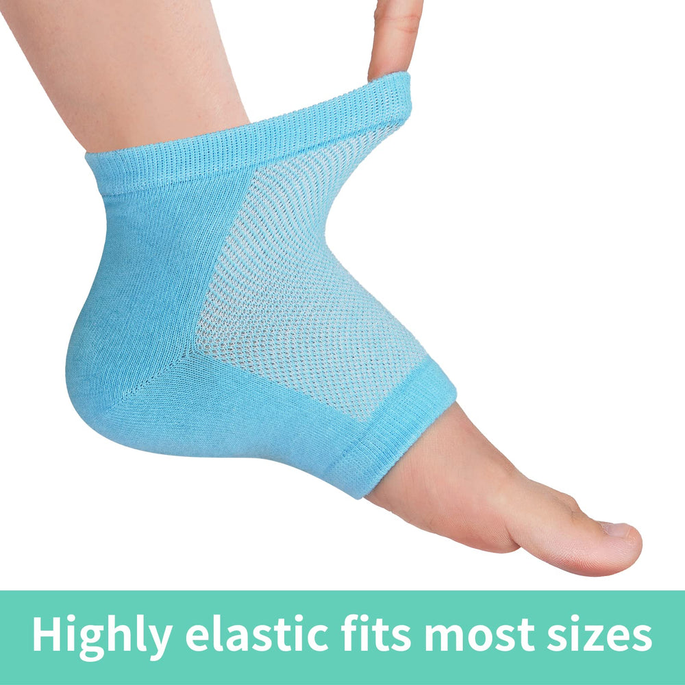 Vaincre socks worn overnight providing continuous heel moisturization
