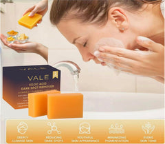 VALE label close-up highlighting actives for targeted brightening