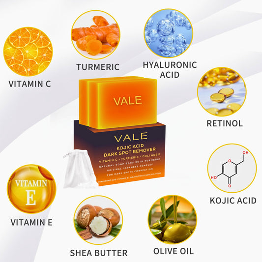 VALE soap bar top-down view showing smooth surface and color