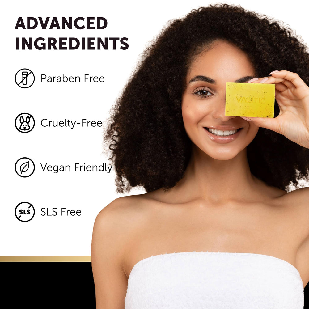 VALITIC applying soap to neck and décolleté to even skin tone