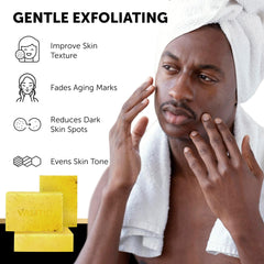 VALITIC soap held in hand to show real-life size and scale benefit