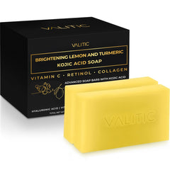 VALITIC front packaging showing two brightening soap bars and benefits