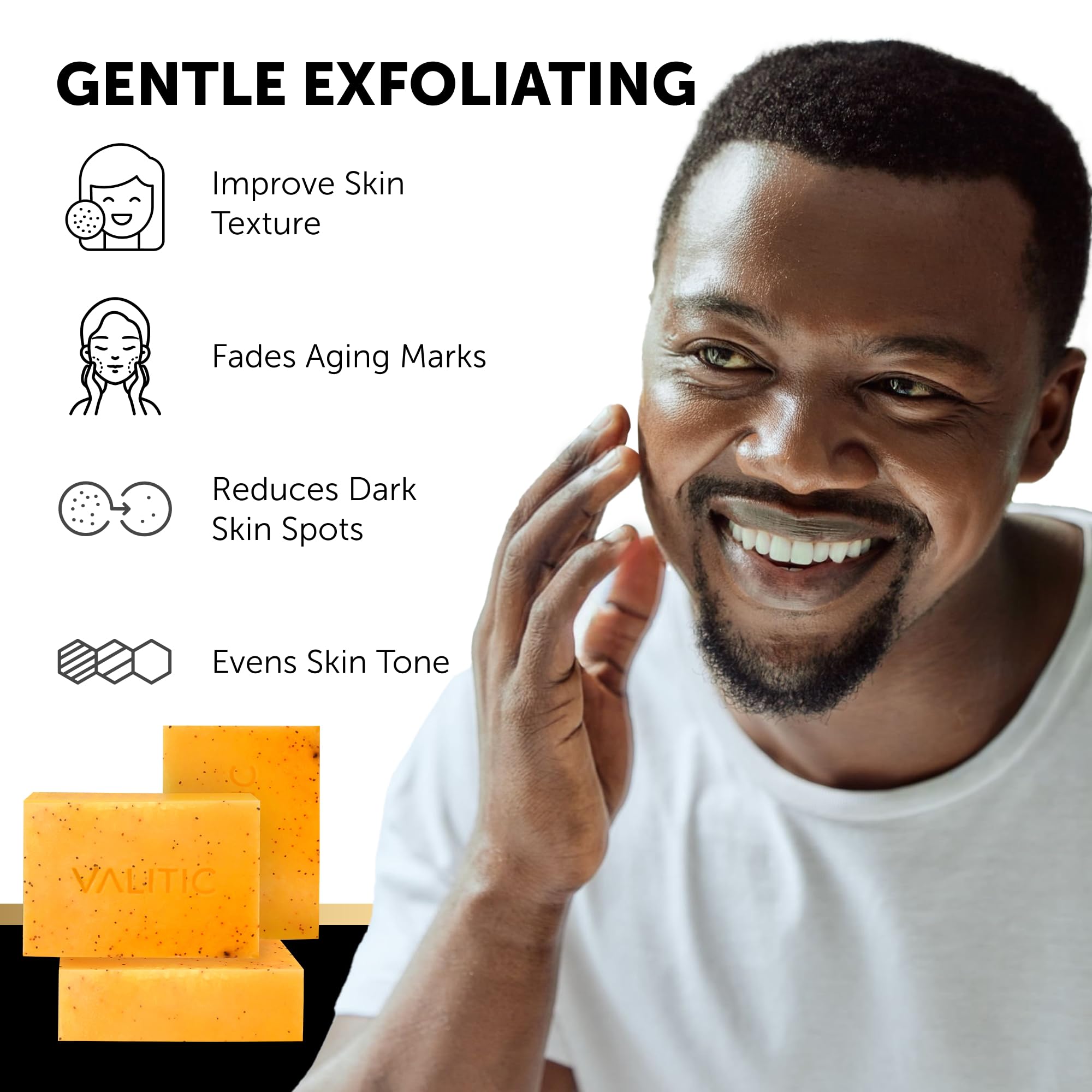 VALITIC ingredients display of kojic acid and turmeric for brightening