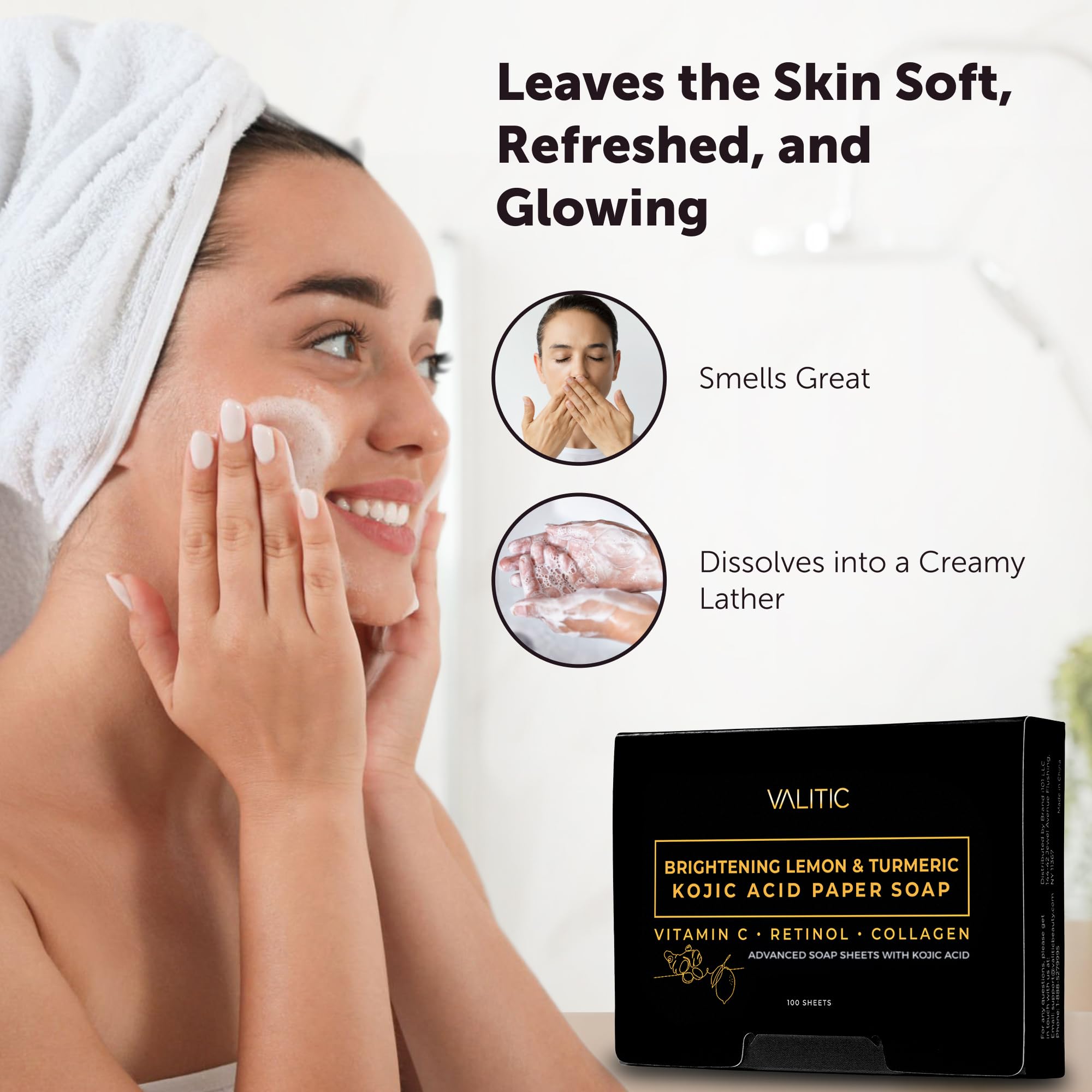 VALITIC label close-up highlighting kojic acid, turmeric, and vitamin actives