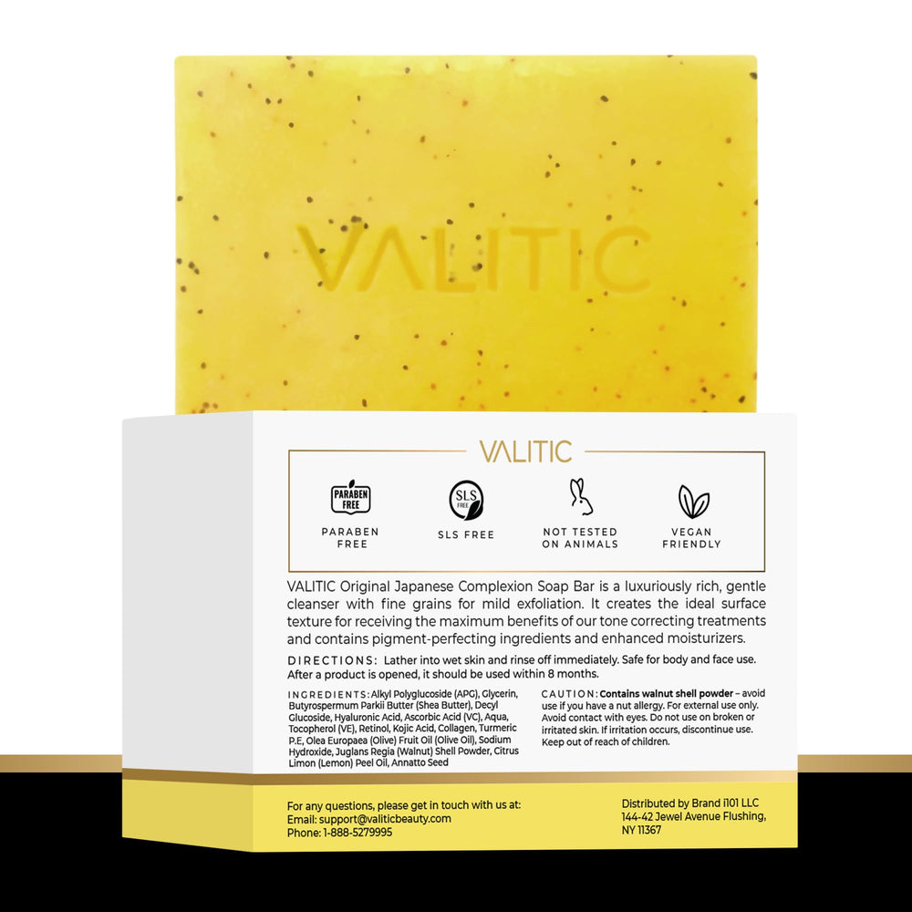 VALITIC unboxed bar showing marbled color and exfoliating specks for texture