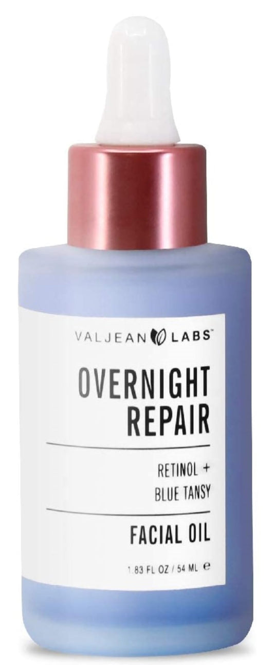 VALJEAN LABS bottle front view showing label and size, promotes nightly repair