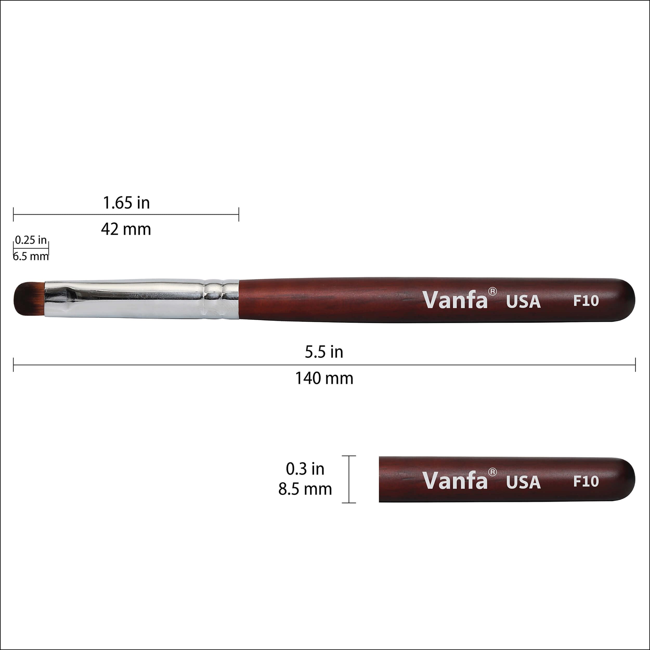 Vanfa F10 handle detail showing sturdy ferrule and grip for stability
