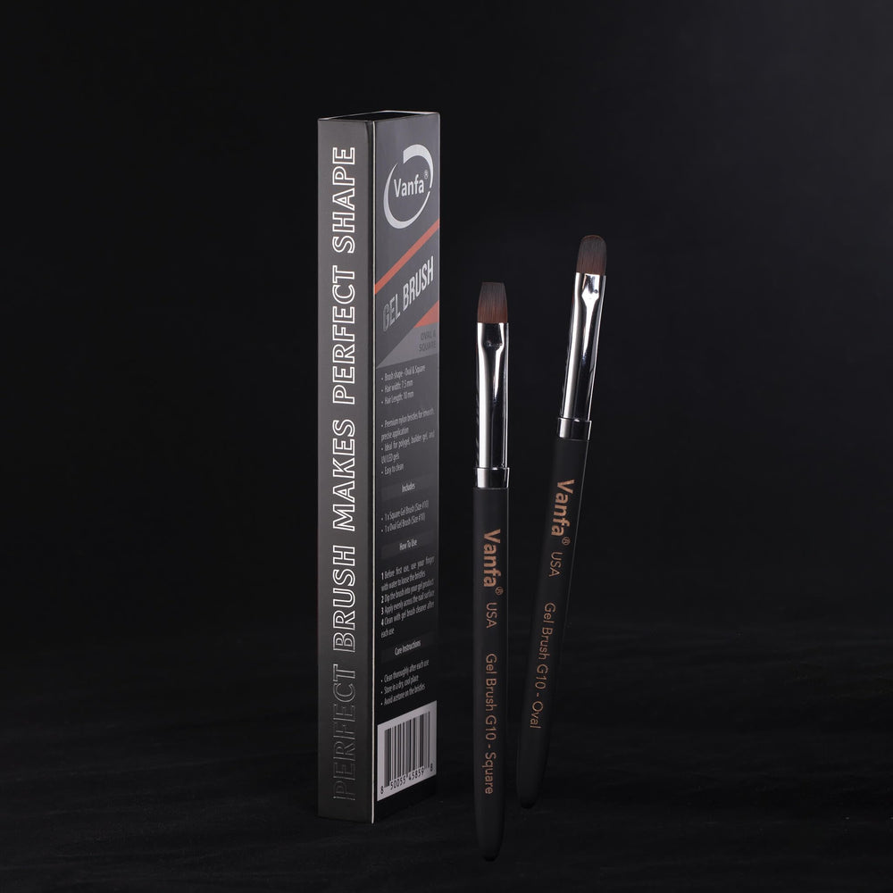Vanfa close-up of square brush tip for even builder gel placement