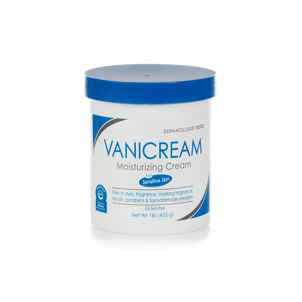 Vanicream front jar view showing clean label and large 1 lb size benefit
