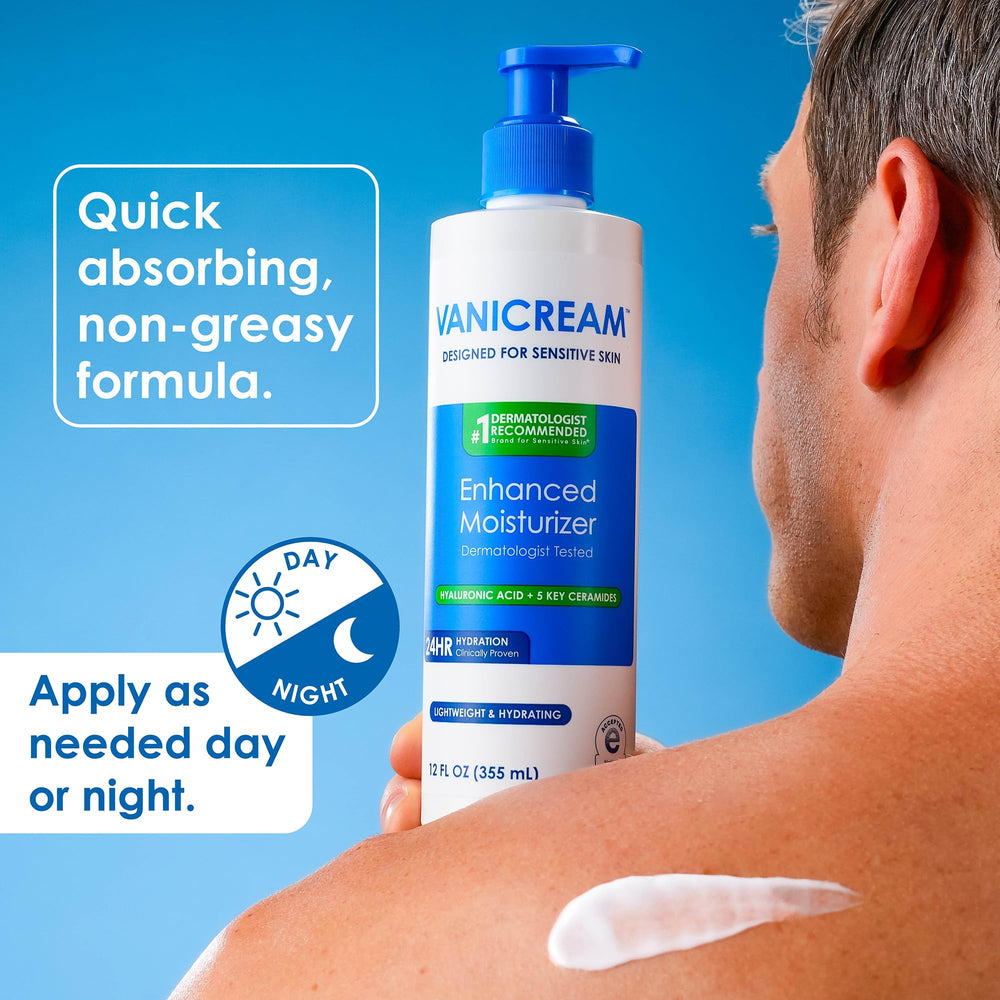 Vanicream on bathroom shelf lifestyle image showing everyday routine benefit