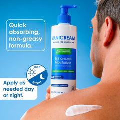 Vanicream on bathroom shelf lifestyle image showing everyday routine benefit