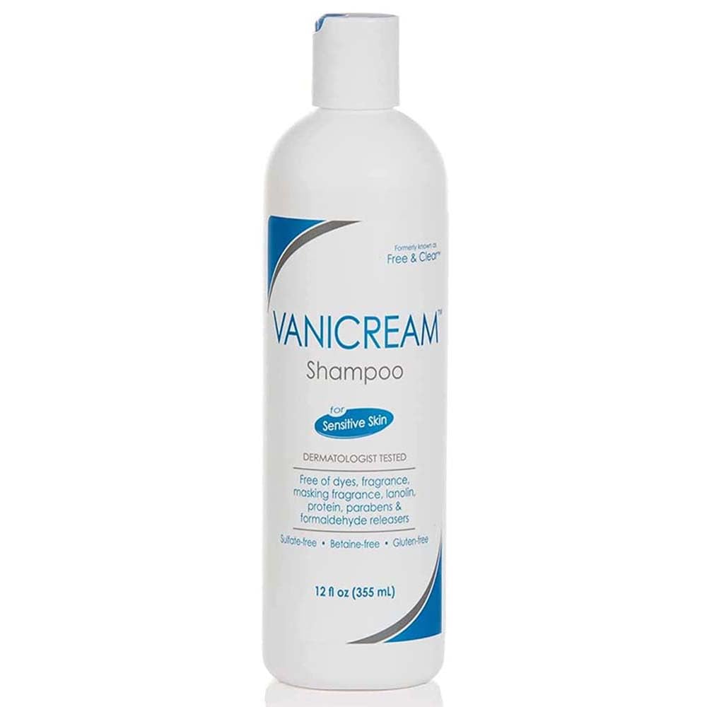 Vanicream bottle front view showing label and 12 fl oz size benefit of clarity