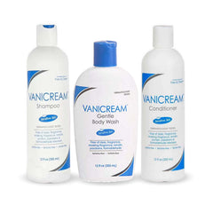 Vanicream trio front packaging showing bottles and gentle care benefits